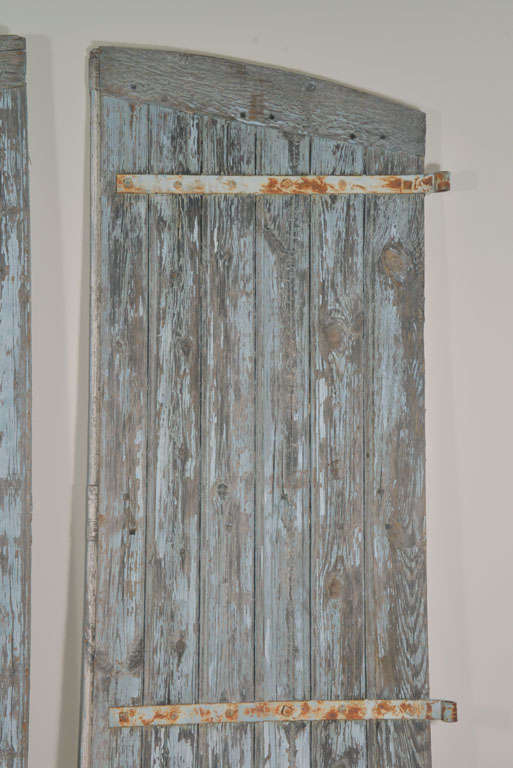 19th Century 19th c. Wooden shutters with original paint and Hardware
