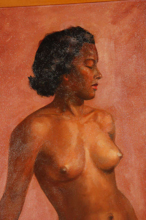Arts and Crafts 1950s Oil on Canvas Nude Painting by Mark Mohler
