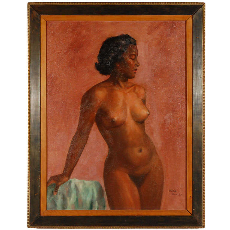 1950s Oil on Canvas Nude Painting by Mark Mohler
