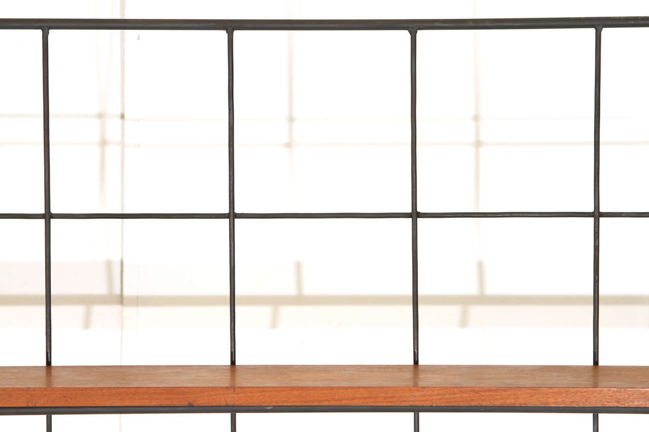 Mid-20th Century Milo Baughman Iron and wood shelving unit for Inco