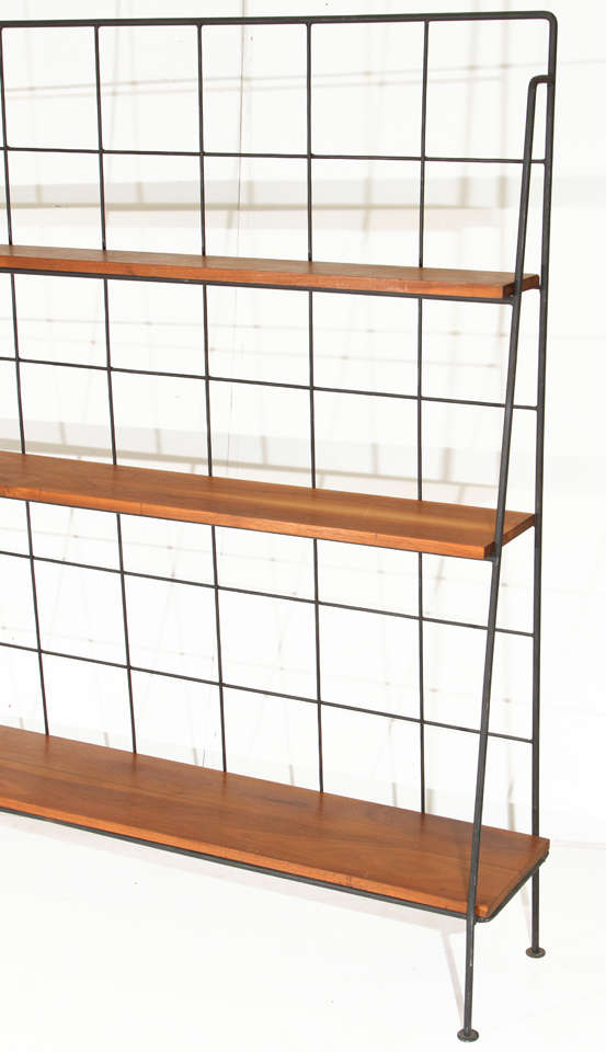 Milo Baughman Iron and wood shelving unit for Inco 1