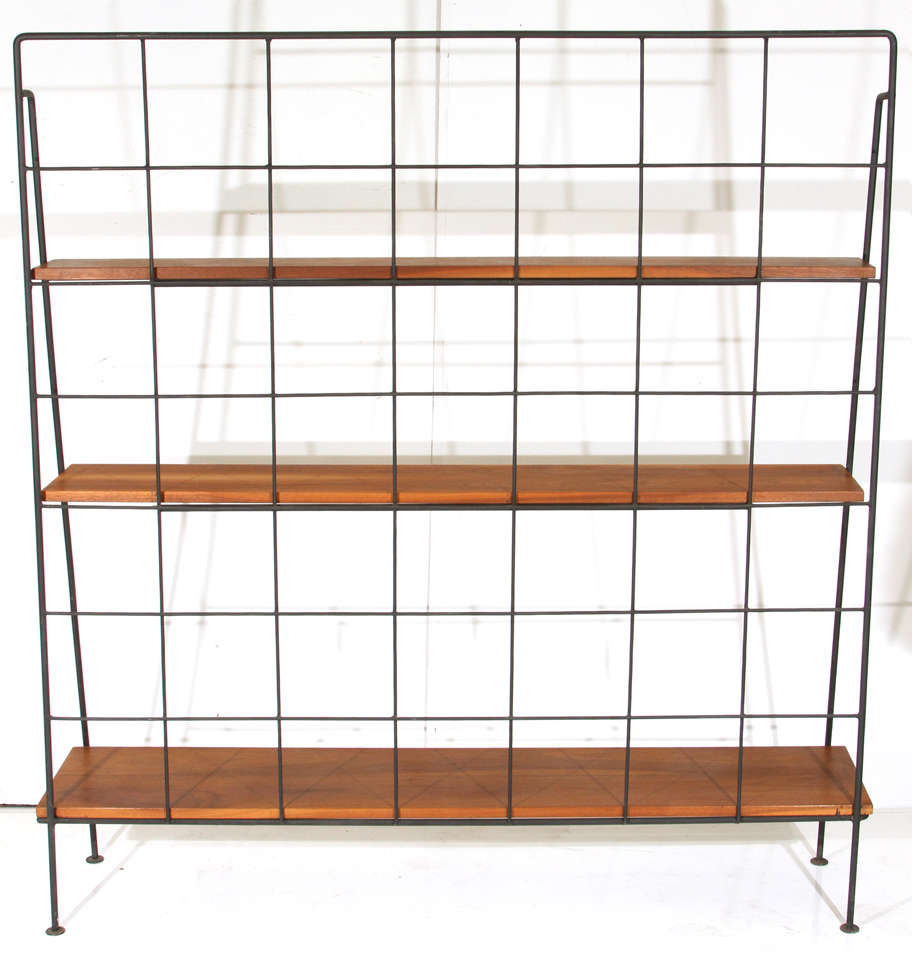 Milo Baughman Iron and wood shelving unit for Inco 4