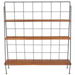 Milo Baughman Iron and wood shelving unit for Inco