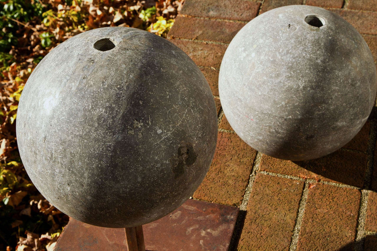 20th Century Identical 11 inch Marble Spheres