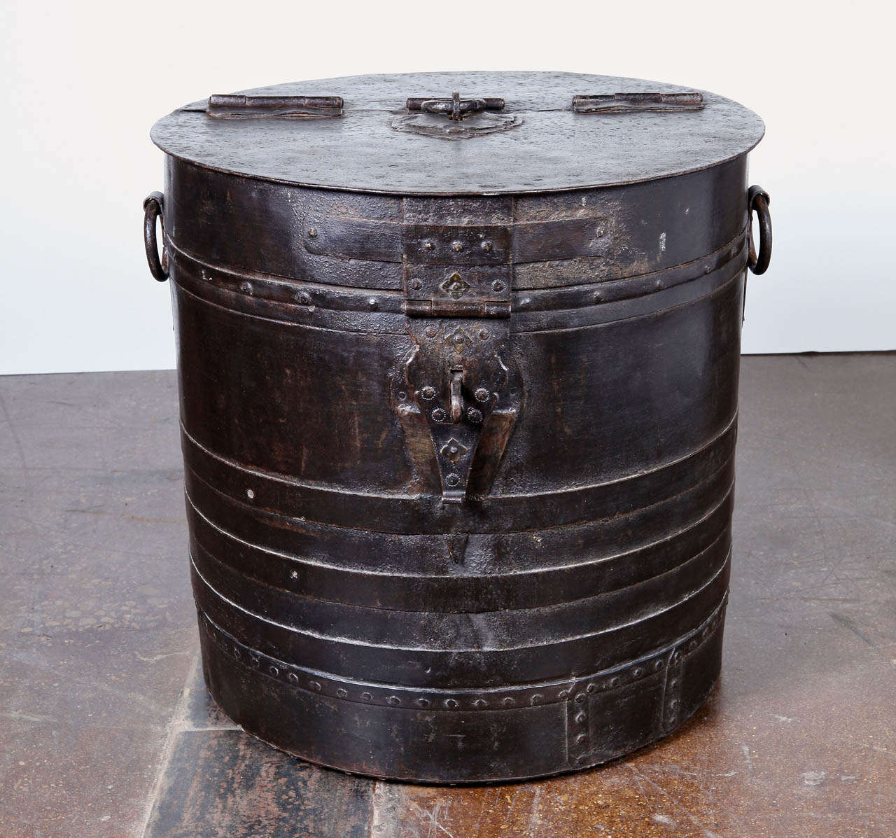 Vintage Latch Top Metal Storage Bin as End Table