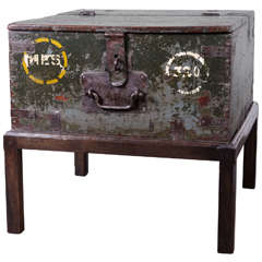 Antique Storage Box on Stand in Original Paint Patina