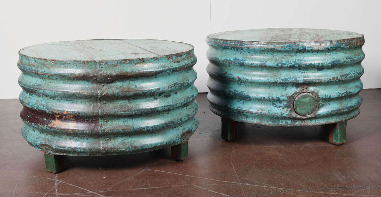 Vintage Ribbed Barrel Low Table