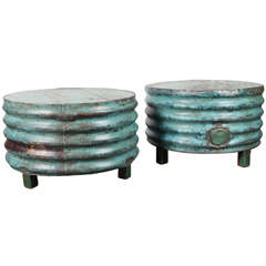 Vintage Ribbed Barrel Low Table