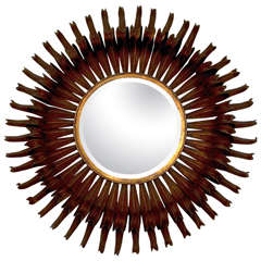 Gilt Metal Round Eyelash Mirror