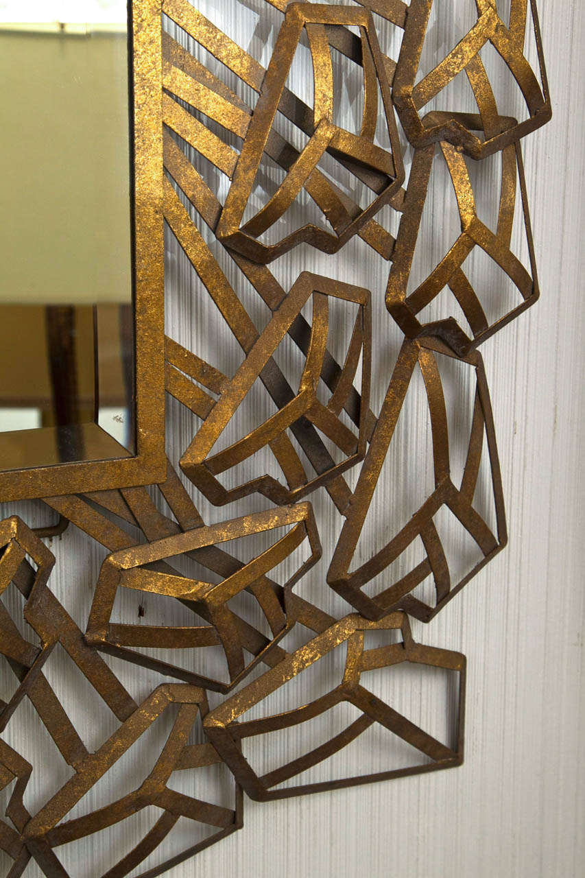 20th Century Pair of Metal Framed Geometric Mirrors