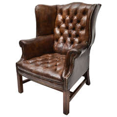 19th Century Leather Wing Chair