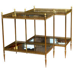 Pair of Maison Bagues two-tiered tables