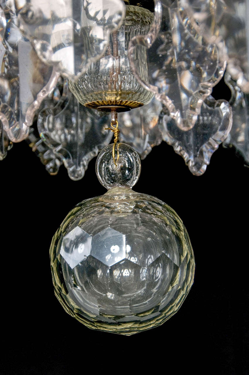 French 18th c. Louis XV Period Bronze and Glass 8 Light Chandelier For Sale