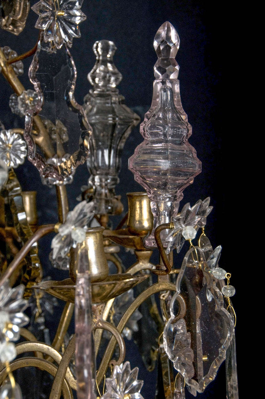 18th c. Louis XV Period Bronze and Glass 8 Light Chandelier For Sale 1