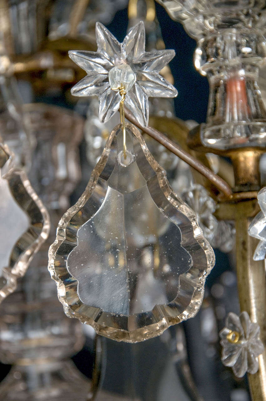 18th c. Louis XV Period Bronze and Glass 8 Light Chandelier For Sale 2