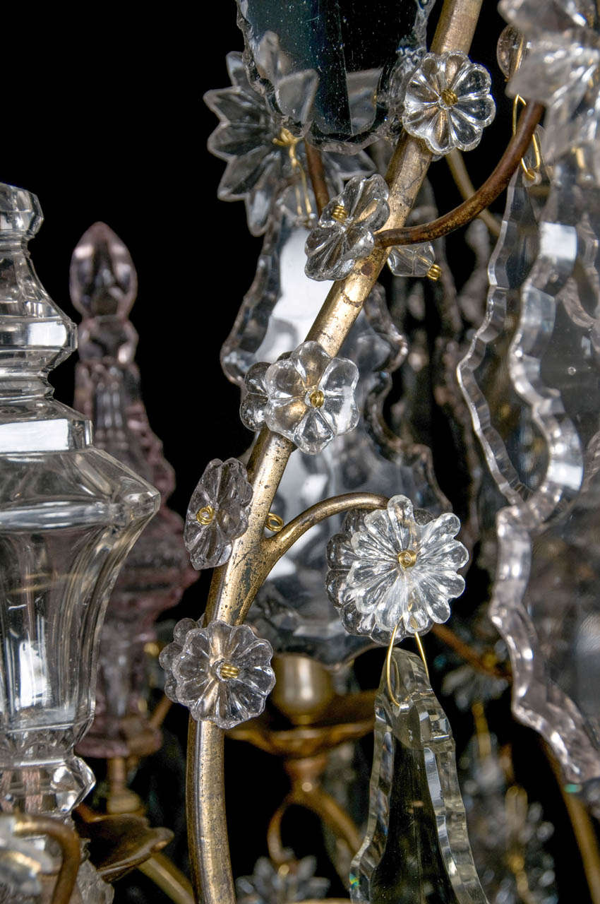 18th c. Louis XV Period Bronze and Glass 8 Light Chandelier For Sale 3