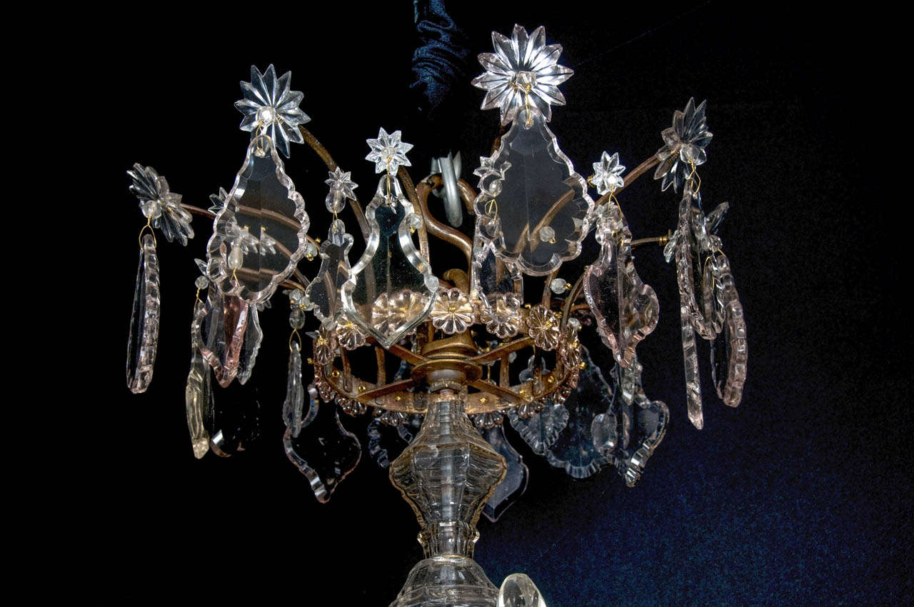 18th c. Louis XV Period Bronze and Glass 8 Light Chandelier For Sale 4