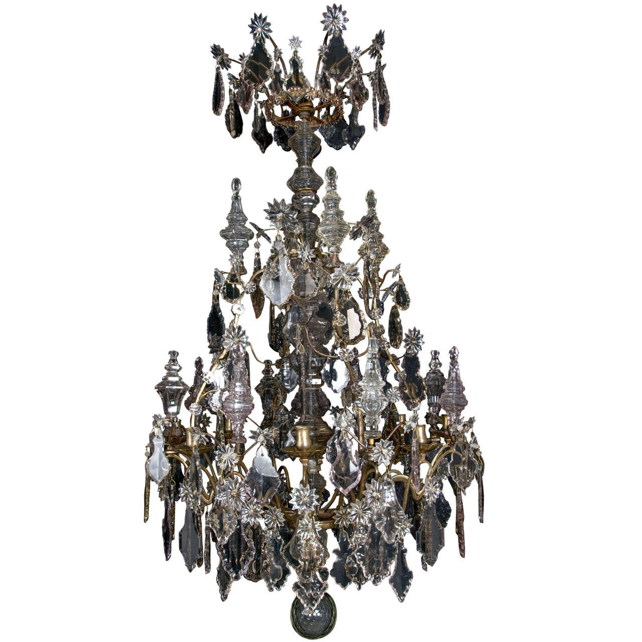 18th c. Louis XV Period Bronze and Glass 8 Light Chandelier For Sale