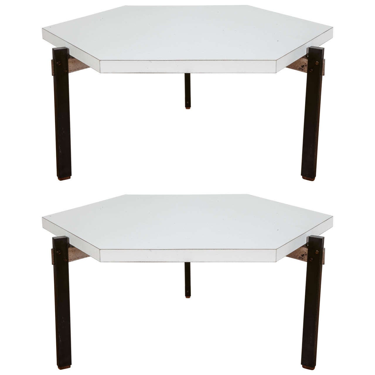 Pair of hexagonal Low Tables by André Simard - Projets 251 Edition - 1959 For Sale