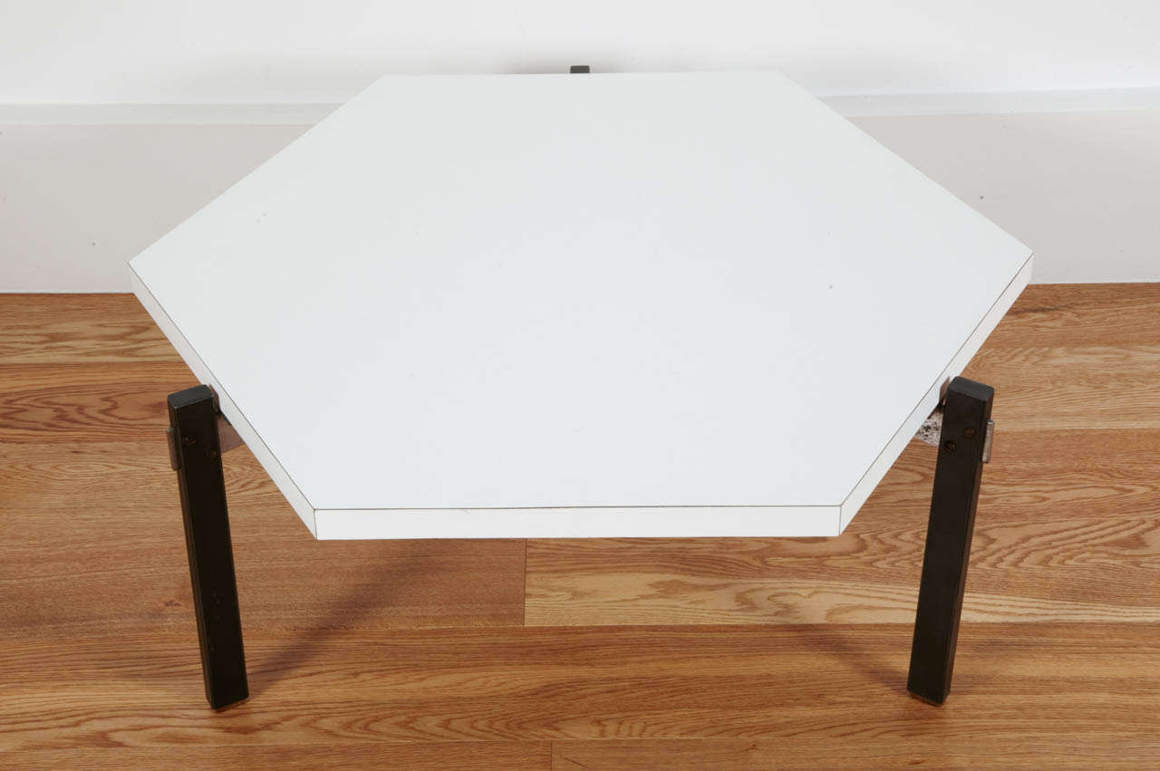 French Pair of hexagonal Low Tables by André Simard - Projets 251 Edition - 1959 For Sale