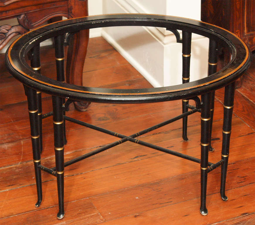 19th Century French Tole Tray And Later Stand
