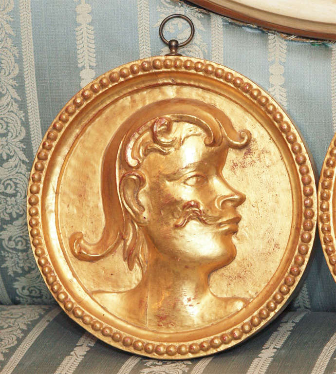 PAIR OF 18TH CENTURY GILTWOOD MEDALLIONS