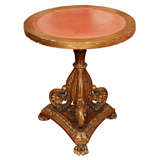 Italian Giltwood Occasional Table W/leather Top Italian Giltwood Occasional Table W/leather Top