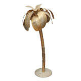 Large Vintage Brass Palm Tree Standing Lamp