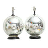 Pair of Large Mercury Glass Lamps