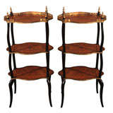 pr. of Napoleon III marquetry inlaid tables
