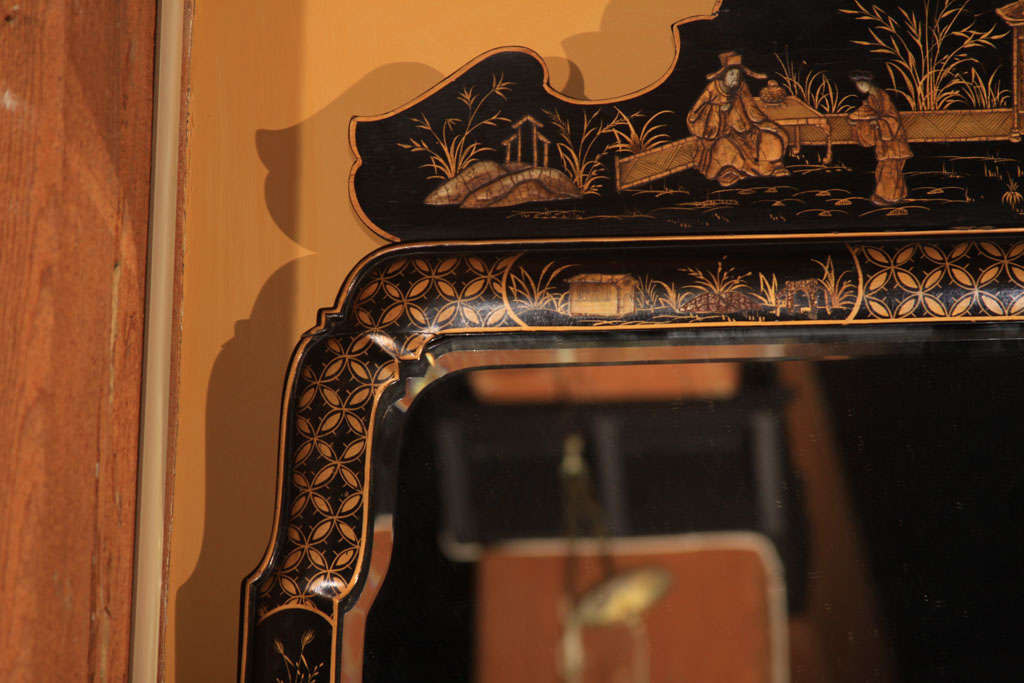 Wood A turn of the century chinoiserie mirror For Sale