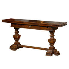 19th Century French Walnut Table with One Drawer