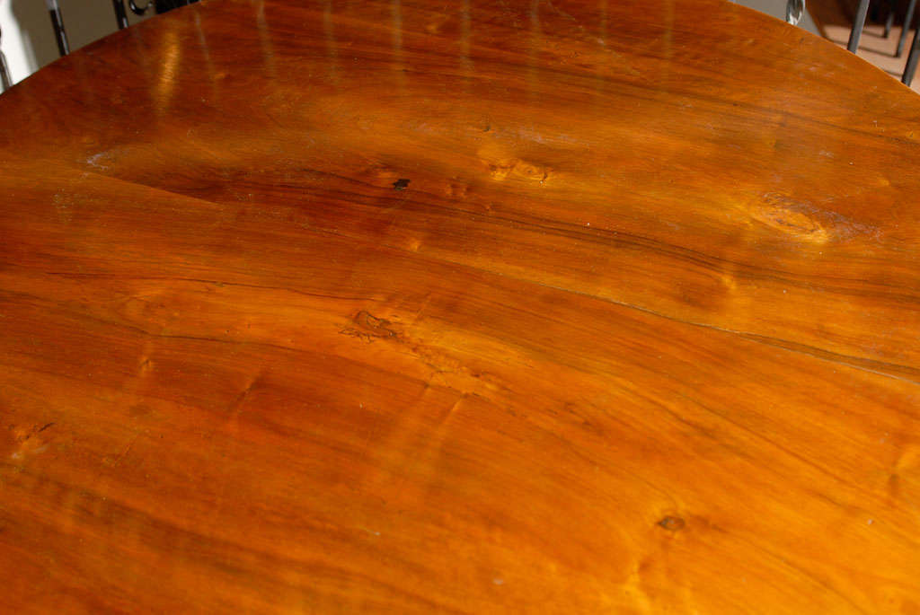 French Round Walnut Pedestal Table In Excellent Condition In Atlanta, GA