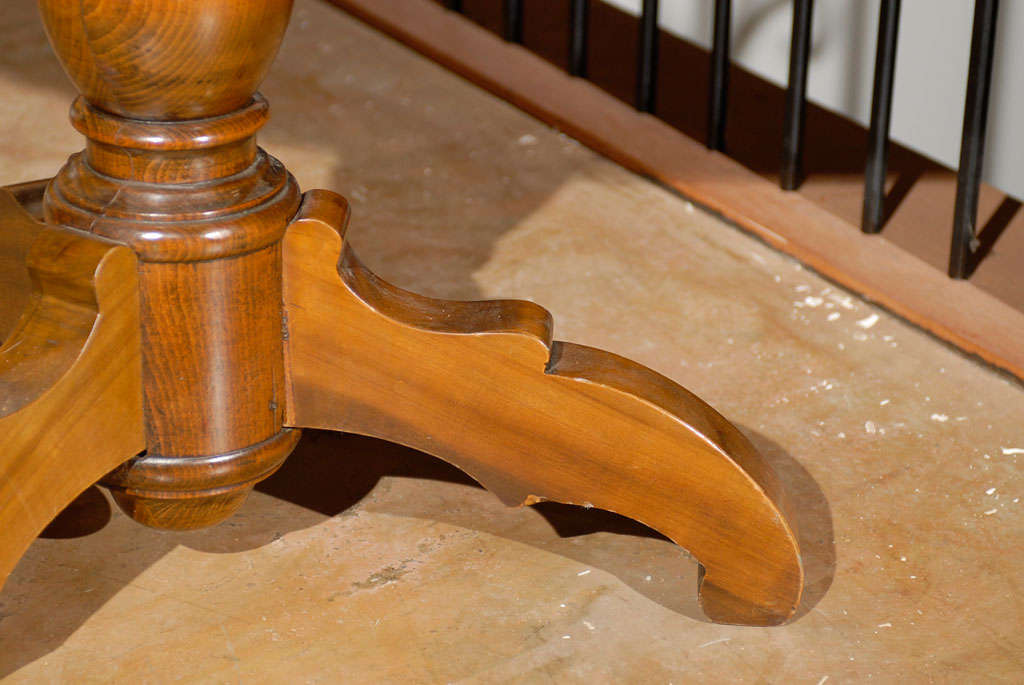 19th Century French Round Walnut Pedestal Table