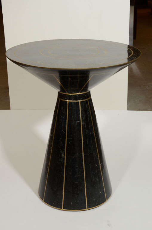Maitland-Smith Marble Table with Brass Inlay 1