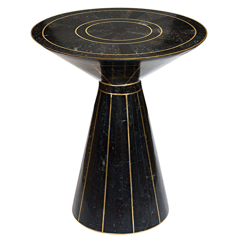 Maitland-Smith Marble Table with Brass Inlay