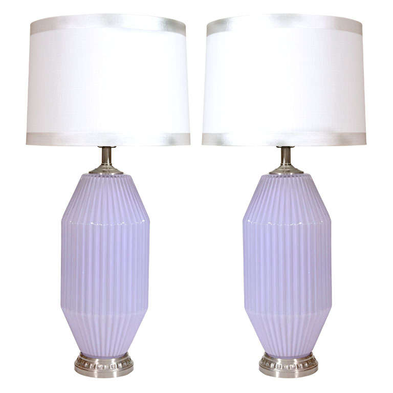 Paitr of Iris Colored Murano Glass Lamps