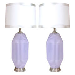 Paitr of Iris Colored Murano Glass Lamps