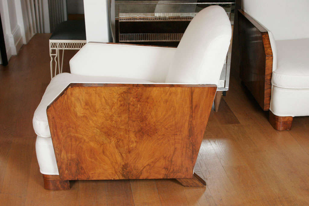 Exquisite Pair of Walnut Wood Armchairs