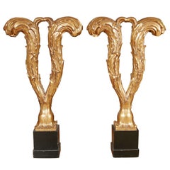 Pair of Carved Console Table Bases by Serge Roche