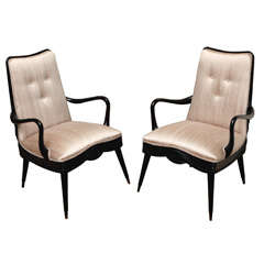 Stunning French Pair of Dramatic Side Chairs