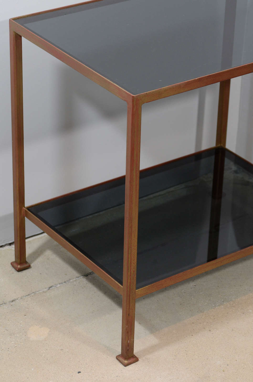 American Custom Made Marcelo Side Table with Dark Grey Glass For Sale
