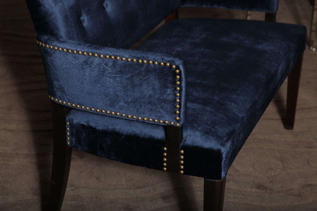 Midnight Blue Settee at 1stdibs