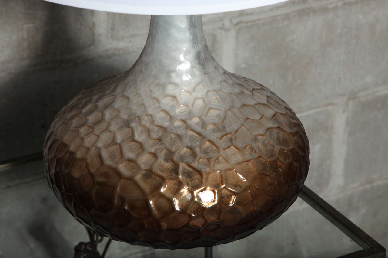 American Pair of Honeycomb Glass Table Lamps For Sale