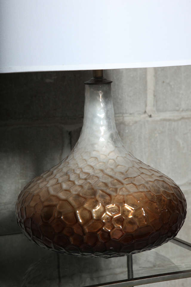 Pair of Honeycomb Glass Table Lamps In Excellent Condition For Sale In Valley Stream, NY