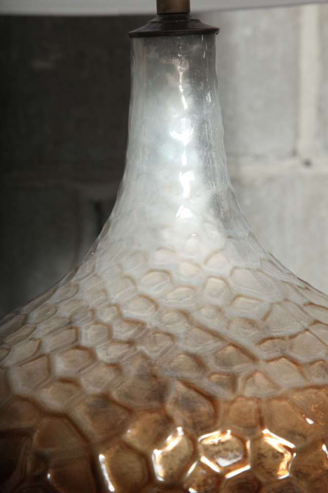 Mid-20th Century Pair of Honeycomb Glass Table Lamps For Sale