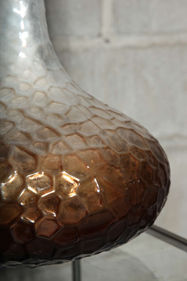 Art Glass Pair of Honeycomb Glass Table Lamps For Sale