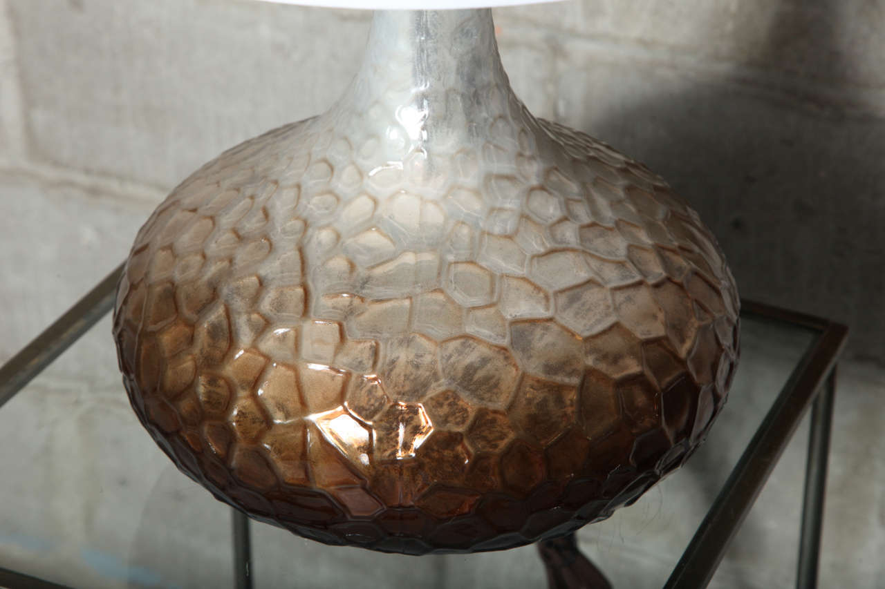 Pair of Honeycomb Glass Table Lamps For Sale 1