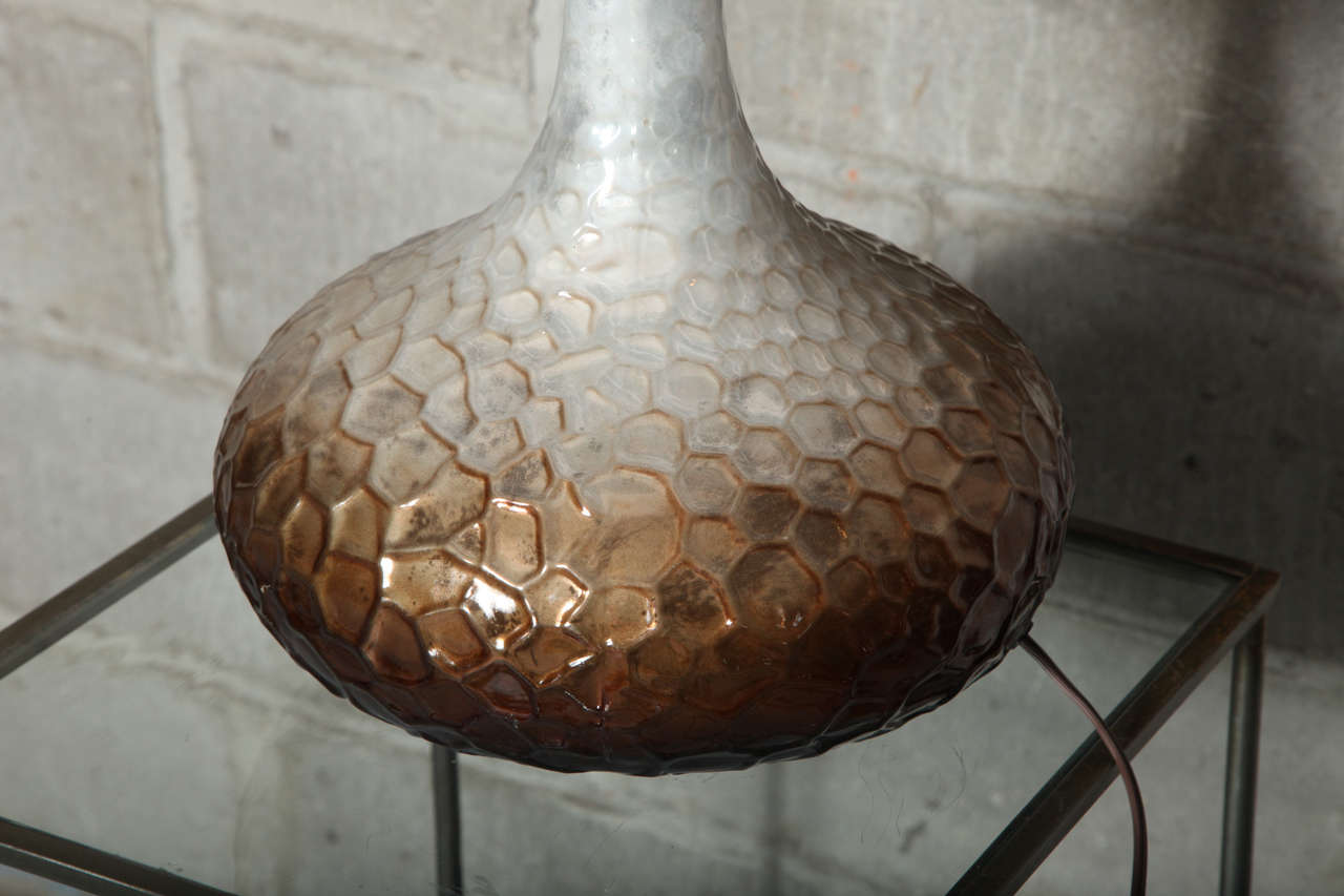 Pair of Honeycomb Glass Table Lamps For Sale 2