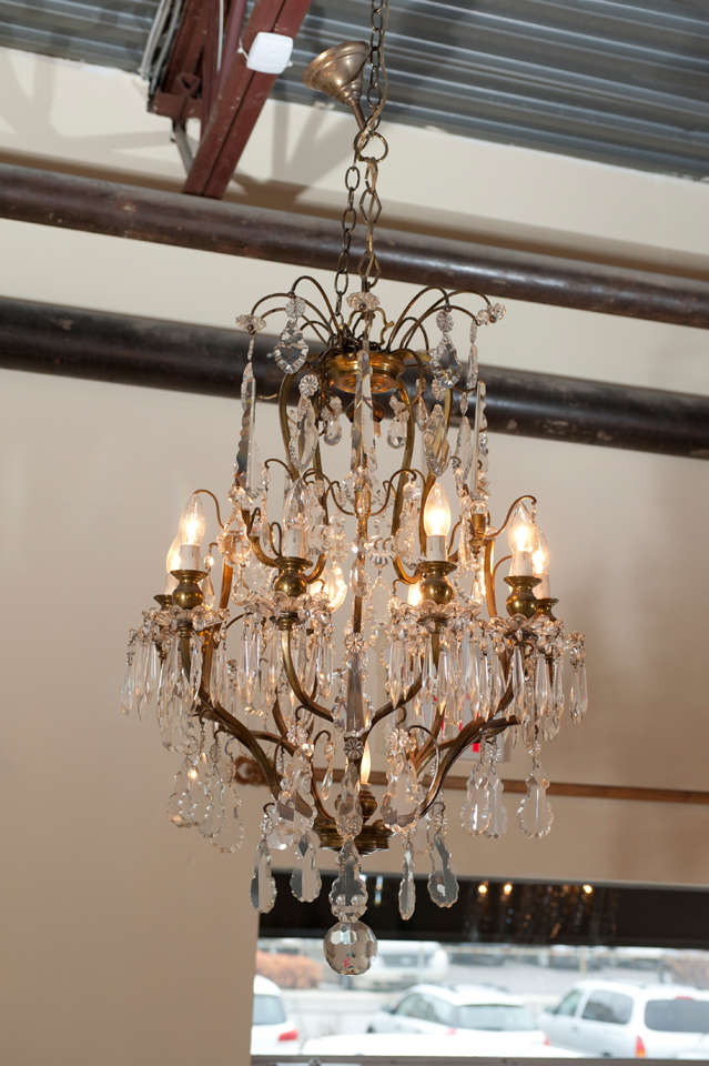 French 19th Century Louis XV Style Bronze and Crystal Chandelier For Sale